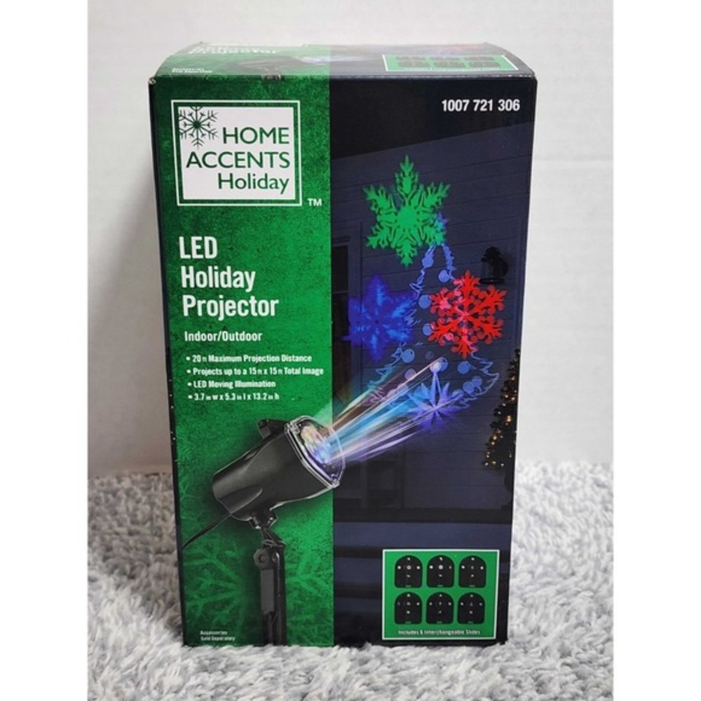 Home Accents‎ Holiday LED Moving Light Projector Christmas Decor Snowflake NIB